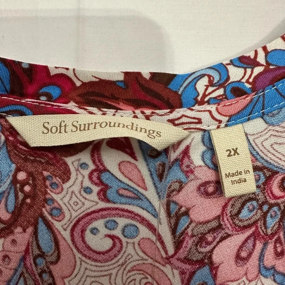 Soft Surroundings Kara Dress Size 2X Framboise Paisley Tiered Maxi NWT